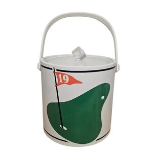 Vintage Kraftware Morgan Design 19th Hole Golf Vinyl Ice Bucket With Lid